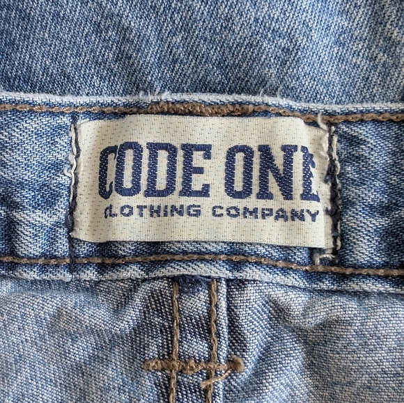 Vintage Code One 36 Men's Light Wash Blue Cotton Denim Cargo Jean Shorts - Picture 3 of 6